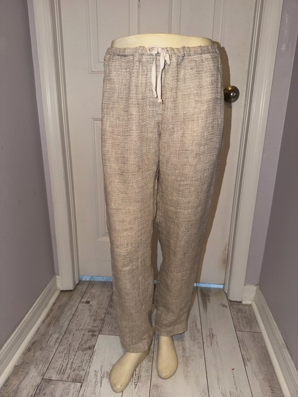CP Shades Beige Drawstring Linen Pants